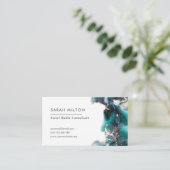 グリーンティール(緑がかった色)金ゴールド水彩インク名刺 名刺 (スタンド正面)