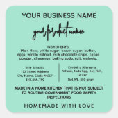 グリーンテキサス州コテージ法フードラベルシール スクエアシール (正面)