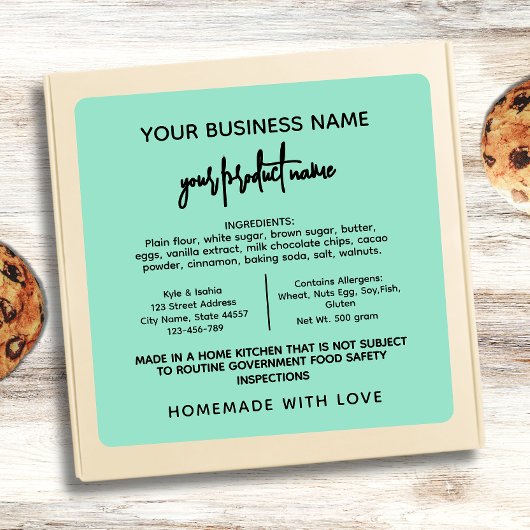 グリーンテキサス州コテージ法フードラベルシール スクエアシール