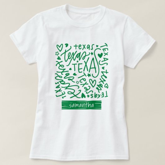 グリーンテキサス州ドードルパターン Tシャツ (デザイン正面)