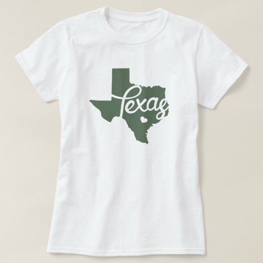 グリーンテキサス州ハート Tシャツ (デザイン正面)