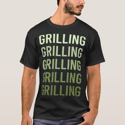 グリーンテキストのバーベキュー Tシャツ (正面)