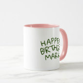 グリーンテキストのHappee Birthdae 名前 マグカップ (正面右)