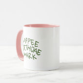グリーンテキストのHappee Birthdae 名前 マグカップ (正面左)