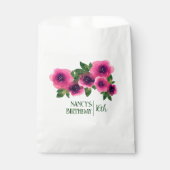 グリーンテキストウォーターカラーピンクのバラ 16歳の誕生日 フェイバーバッグ (正面)