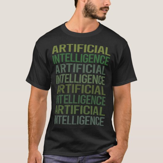 グリーンテキスト人工知能AI Tシャツ (正面)