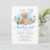グリーンテディベア Bearly Wait ベビーシャワー 招待状 (スタンド正面)