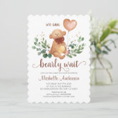 グリーンテディベア Bearly Wait ベビーシャワー 招待状 (スタンド正面)