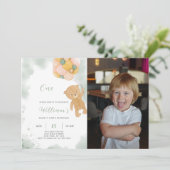 グリーンテディ誕生日招待状と写真 招待状 (スタンド正面)