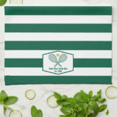 グリーンテニストライプのスカスタムティーカントリークラブ キッチンタオル (折り畳み)