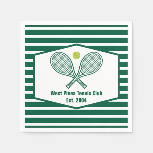 グリーンテニストライプのスカスタムティーカントリークラブ スタンダードカクテルナプキン (正面)
