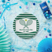 グリーンテニストライプのスカスタムティーカントリークラブ ペーパープレート (パーティー)