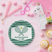 グリーンテニストライプのスカスタムティーカントリークラブ ペーパープレート (パーティー)