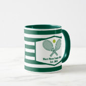 グリーンテニストライプのスカスタムティーカントリークラブ マグカップ (正面右)