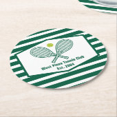 グリーンテニストライプのスカントリークラブカスタム ラウンドペーパーコースター (アングル)