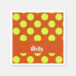 グリーンテニスボールのオレンジ色のパターン スタンダードカクテルナプキン