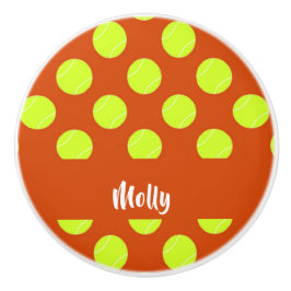 グリーンテニスボールのオレンジ色のパターン セラミックノブ