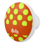 グリーンテニスボールのオレンジ色のパターン セラミックノブ (右)