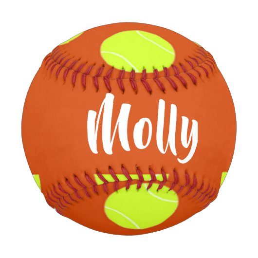 グリーンテニスボールのオレンジ色のパターン 野球ボール (正面)