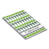 グリーンテニスラケットとボールスポーツラバーファン ノートブック (右側)