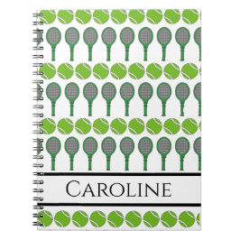 グリーンテニスラケットとボールスポーツラバーファン ノートブック