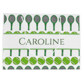 グリーンテニスラケットボール名ギフトバッグ ラージペーパーバッグ (裏面)