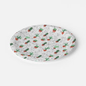 グリーンテラコッタサボスポット（ばちゃばちゃ）跳ねるパターン ペーパープレート (アングル)