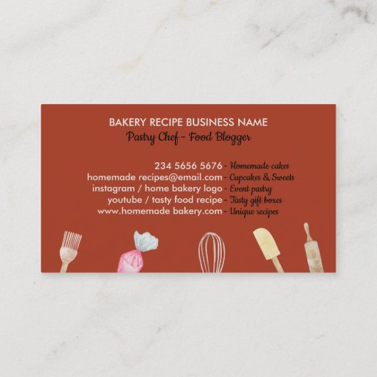 グリーンテラコッタフード調理師ベーカリー 名刺 (裏面)