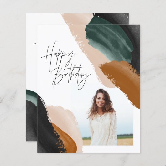 グリーンテラコッタ抽象芸術予算フォト誕生日 (正面/裏面)