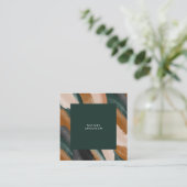 グリーンテラコッタ抽象芸術水モダン色 スクエア名刺 (スタンド正面)