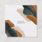 グリーンテラコッタ抽象芸術水モダン色 スクエア名刺 (正面)