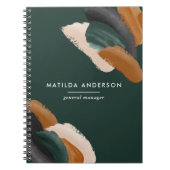 グリーンテラコッタ抽象芸術水モダン色 ノートブック (正面)