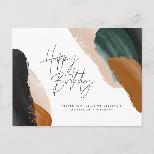 グリーンテラコッタ抽象芸術水彩誕生日 ポストカード (正面)