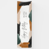 グリーンテラコッタ抽象芸術水彩誕生日 横断幕 (縦)