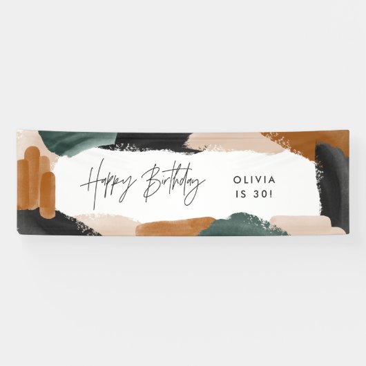 グリーンテラコッタ抽象芸術水彩誕生日 横断幕 (横)