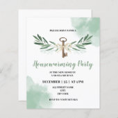 グリーンテーマ引っ越し祝いパーティーパーティの招待状 (正面/裏面)