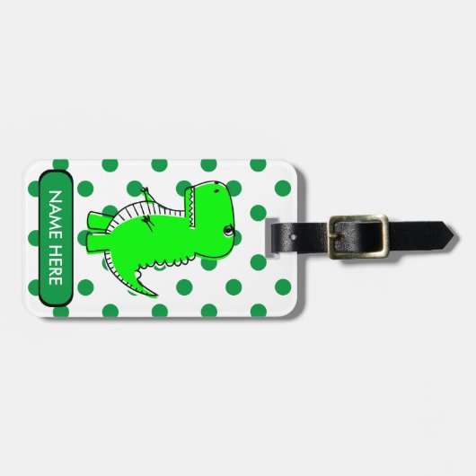 グリーンディオナンスグリーン水玉模様名前をカスタムする ラゲッジタグ (正面横)