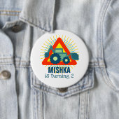 グリーンディガーバックホーパーソナライズされたエンジン名ボーイズ 缶バッジ (インサイチュ)