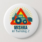 グリーンディガーバックホーパーソナライズされたエンジン名ボーイズ 缶バッジ (正面)