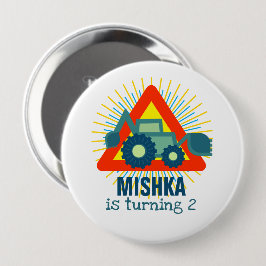 グリーンディガーバックホーパーソナライズされたエンジン名ボーイズ 缶バッジ