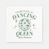 グリーンディスコボールレトロバチェロレッテ スタンダードカクテルナプキン (正面)