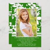 グリーンディスティクションフォト誕生日招待状 招待状 (正面/裏面)