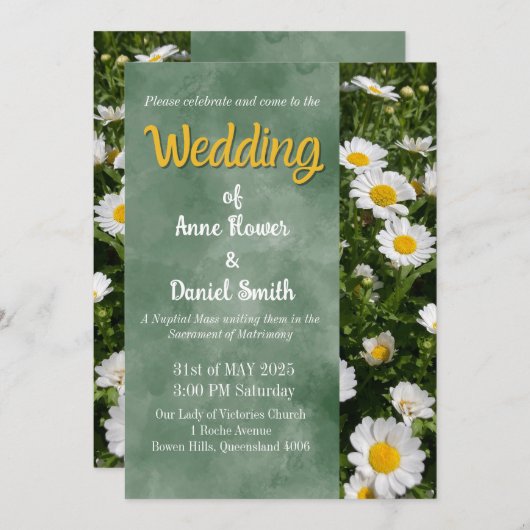 グリーンデイジーカト結婚リック 招待状 (正面/裏面)
