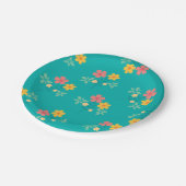 グリーンデイジーヴィンテージブーケパターン ペーパープレート (アングル)