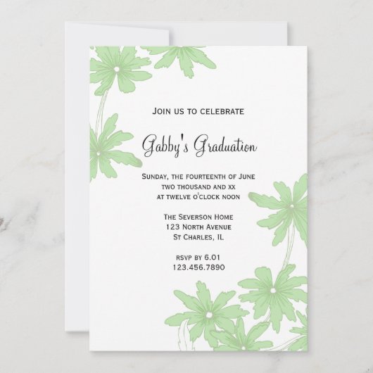 グリーンデイジー卒業パーティー招待状 招待状 (正面)