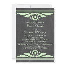 グリーンデコシャルボードブライダルシャワー招待状