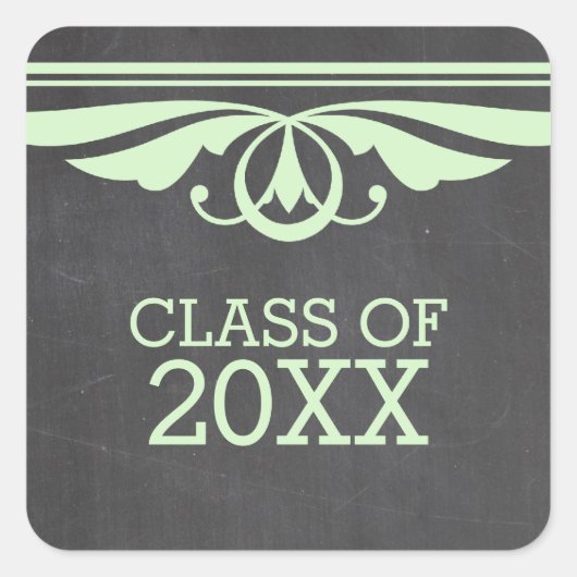 グリーンデコChalkboard卒業ステッカー スクエアシール (正面)
