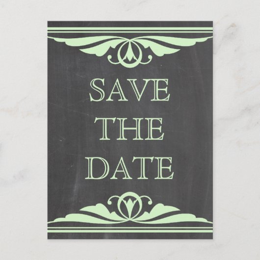 グリーンデコChalkboard日付はがきを保存 案内ポストカード (正面)