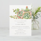 グリーンデザートの多肉植物とサボテンの葉のブライダルシャワー 招待状 (スタンド正面)