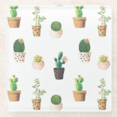 グリーンデザート多肉性サボテンポット ガラスコースター (正面)